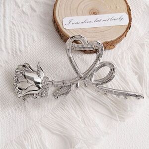 3 for $26 - Silver Rose Hair Clip
